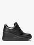 michael kors emmy leather and mesh wedge trainer