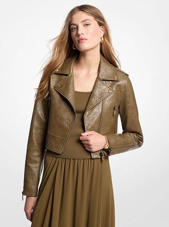 michael kors crinkled moto jacket