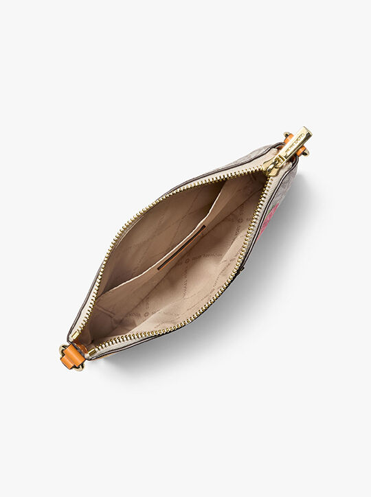 michael kors jet set travel small printed signature logo wristlet