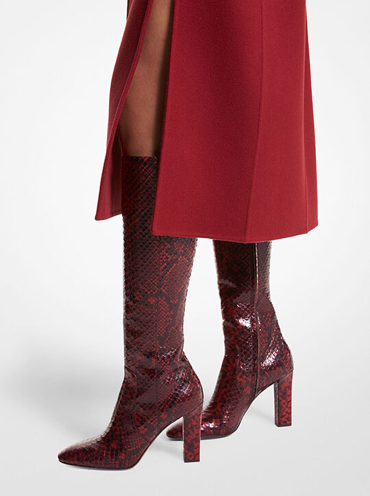 michael kors carly python embossed leather boot