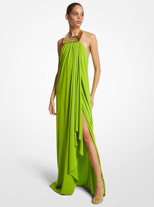 michael kors ثوب قلادة كريب جيرسي