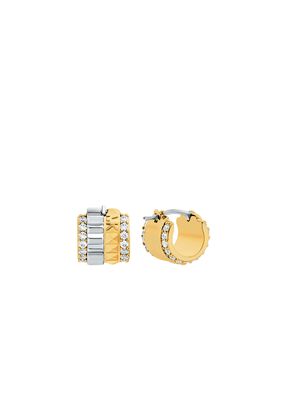 michael kors pav  two tone fluted huggie earrings