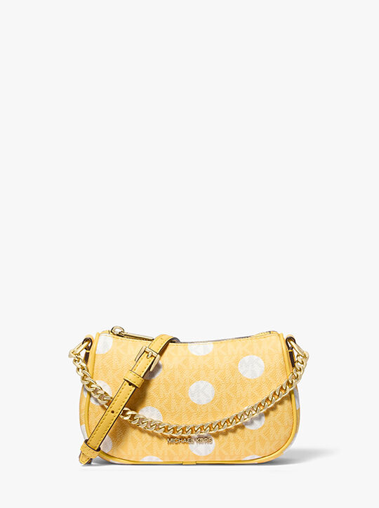 michael kors carmela small polka dot and signature logo pochette