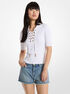 michael kors ribbed stretch viscose lace up polo top