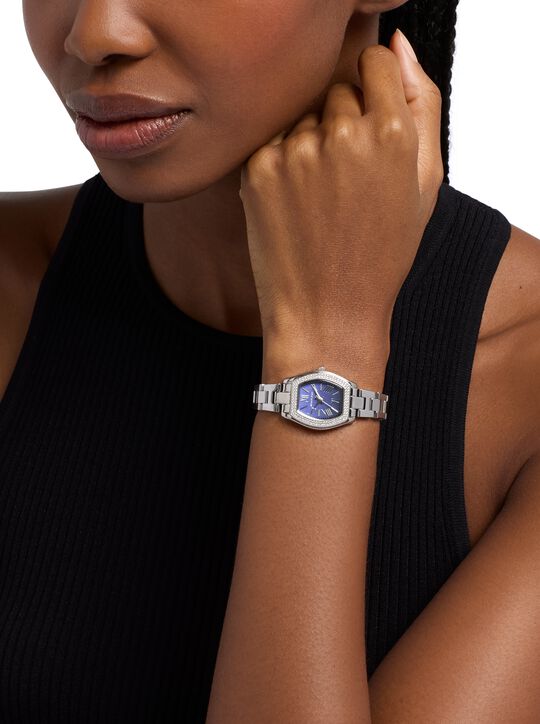 michael kors petite chelsea pav  silver tone watch