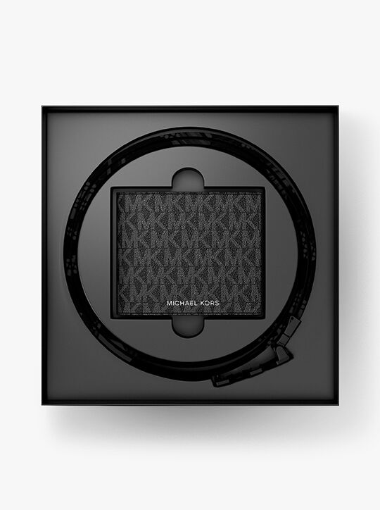 michael kors signature logo wallet and belt gift set