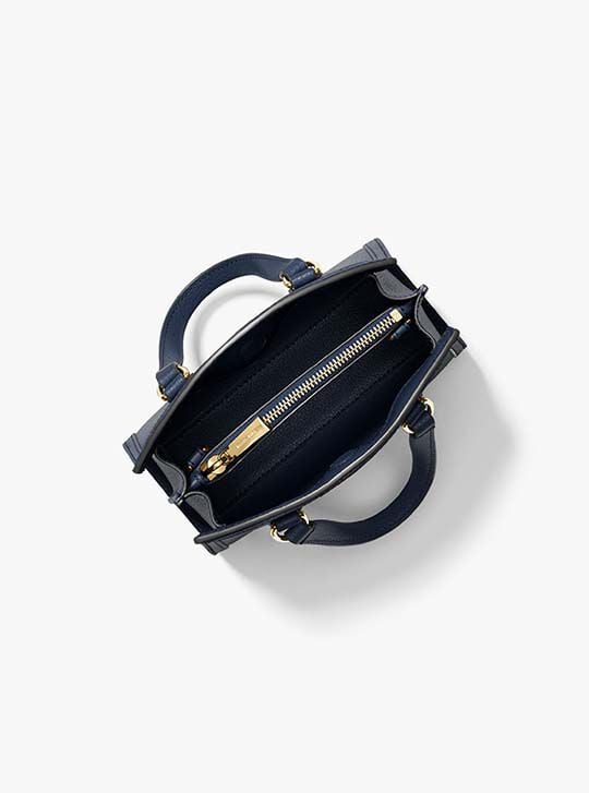 Chantal Extra-Small Pebbled Leather Messenger Bag, NAVY | Michael