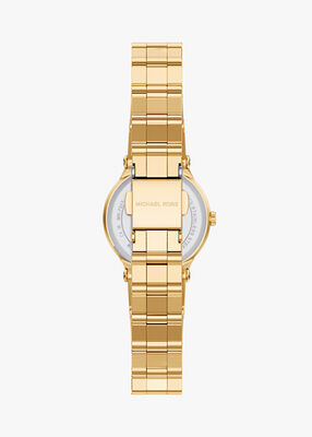 michael kors ساعة مايكل كورس بيلي بثلاث عقارب من الفولاذ المقاوم للصدأ بلون ذهبي