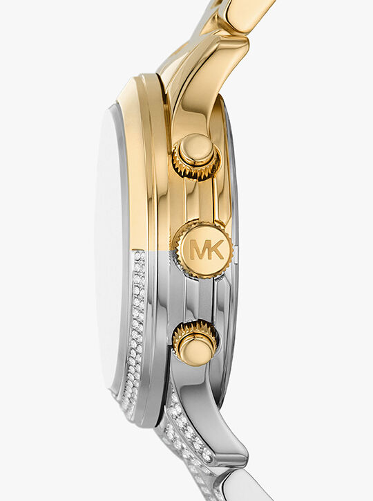 michael kors runway pav  two tone watch