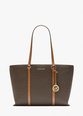 michael kors temple large signature logo tote bag