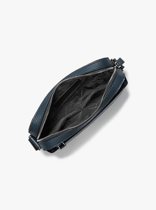 michael kors cooper logo stripe and faux leather crossbody bag