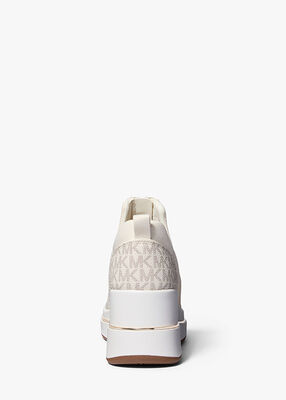 michael kors emmy mesh zip up wedge trainer