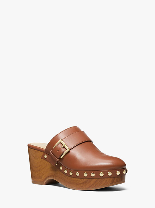 michael kors rye studded leather platform clog