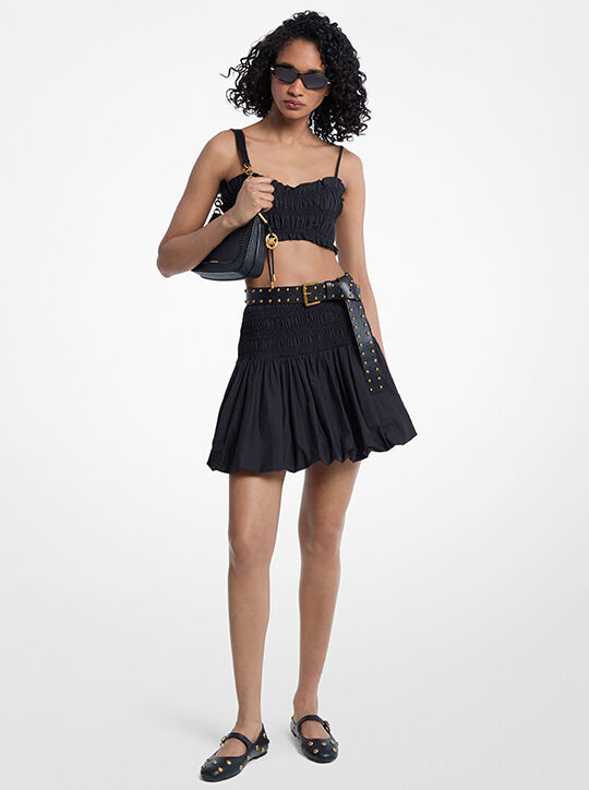 Cotton Smocked Bubble Skirt michael kors cotton smocked bubble skirt