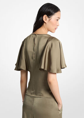 michael kors satin cape sleeve blouse