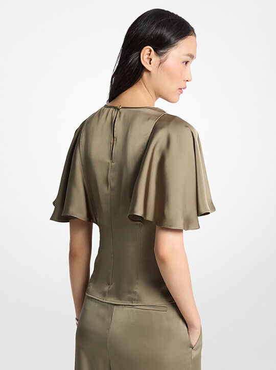 Satin Cape Sleeve Blouse michael kors satin cape sleeve blouse