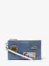 michael kors jet set travel large embellished denim wristlet