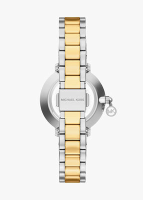 michael kors pyper two hand two tone stainless steel watch