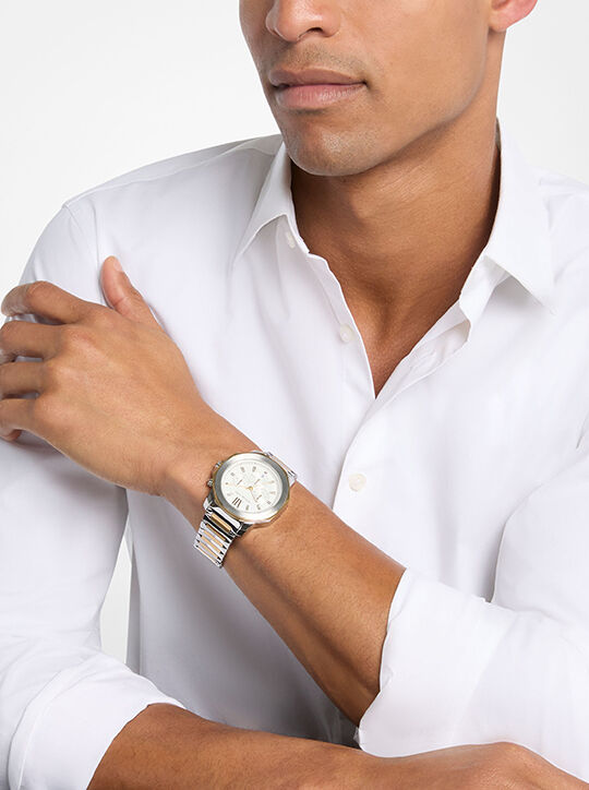 michael kors oversized prescott two tone watch