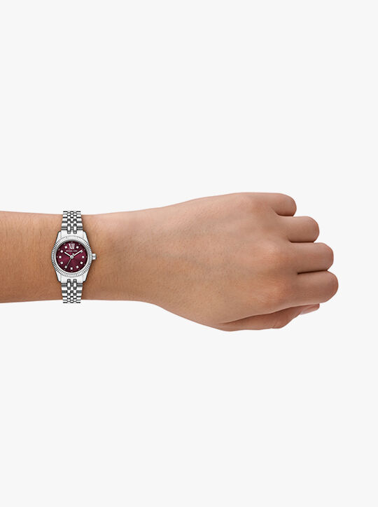 michael kors lexington pav  silver tone watch