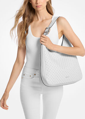 michael kors nolita large studded pebbled leather hobo shoulder bag