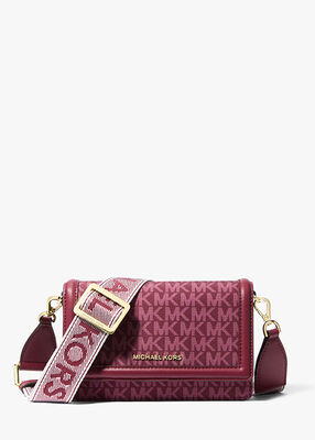michael kors jet set small logo print woven smartphone crossbody bag