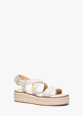 michael kors lynn signature logo platform espadrille sandal