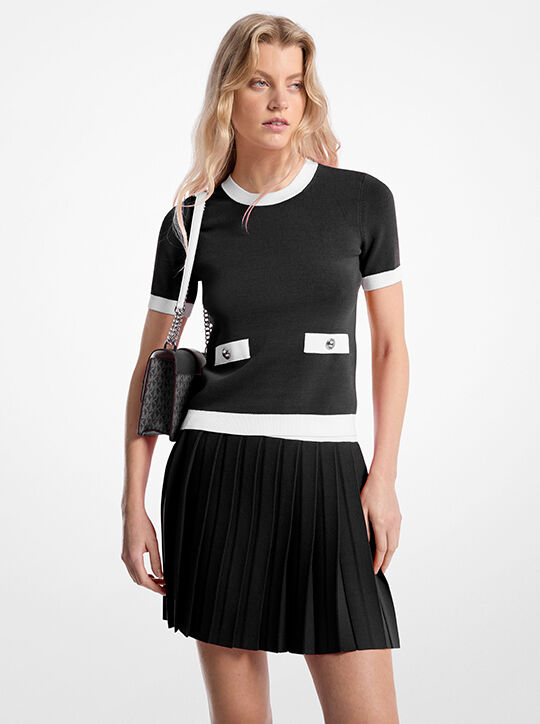 michael kors stretch knit short sleeve sweater