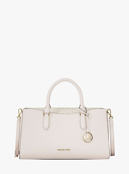michael kors arden medium leather top zip satchel