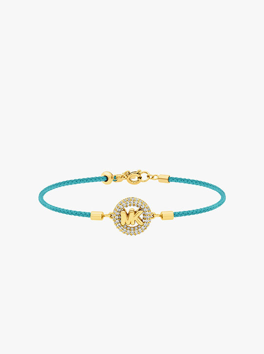 michael kors pav  gold tone logo corded bracelet