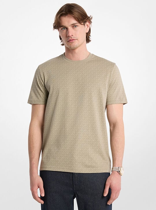 Signature Logo Print Cotton Jersey T-Shirt michael kors signature logo print cotton jersey t shirt