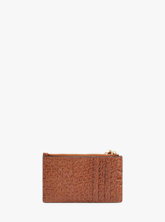 michael kors حافظة بطاقات صغيرة من الجلد المنقوش بنقشة جلد التمساح