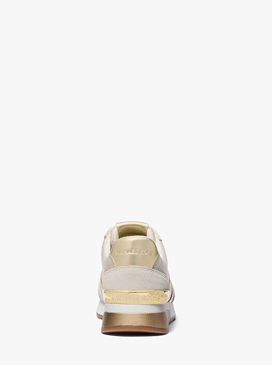michael kors andi metallic mesh and leather trainer