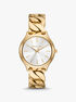 michael kors slim runway gold tone curb link watch