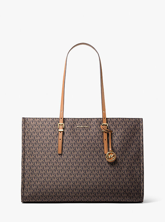 Zadie Large Signature Logo Printed Tote Bag, BRN/ACORN | Michael