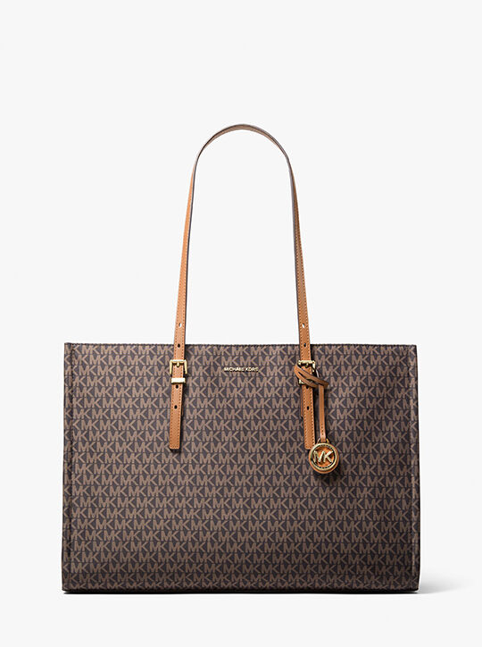 Zadie Large Signature Logo Printed Tote Bag michael kors zadie large signature logo printed tote bag