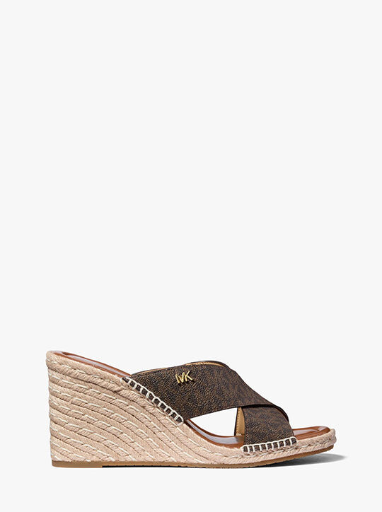 michael kors kenzie signature logo wedge sandal