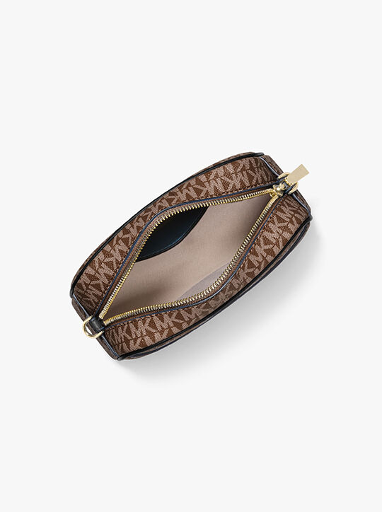 michael kors jet set small signature logo camera crossbody bag