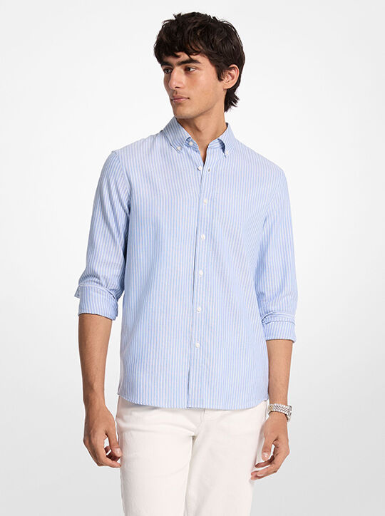 michael kors classic fit striped cotton shirt