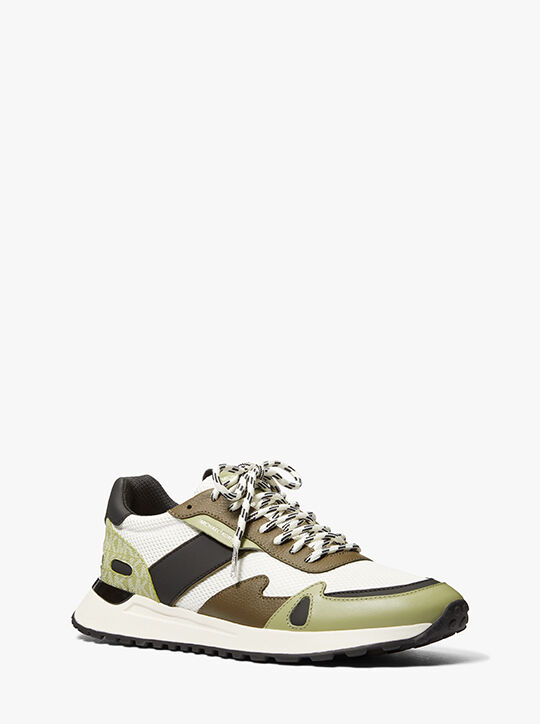 michael kors miles color block signature logo and mesh trainer