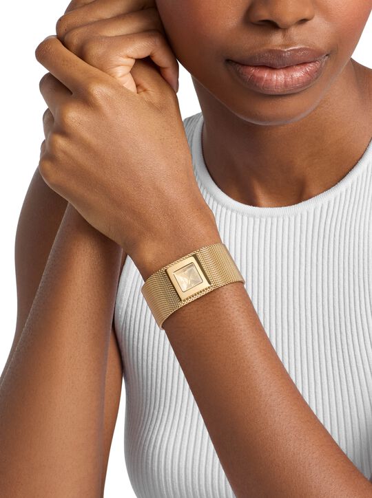 Petite Georgie Gold-Tone Mesh Watch michael kors petite georgie gold tone mesh watch