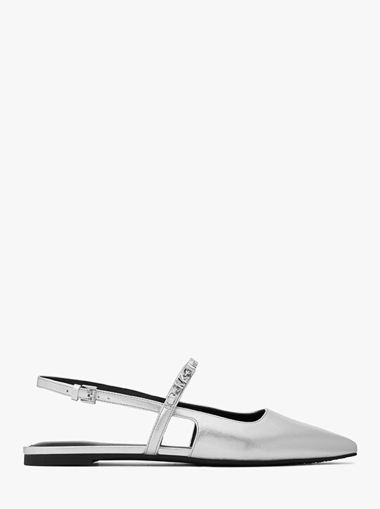 michael kors dina flex metallic leather slingback flat
