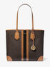 michael kors eva large logo stripe tote bag