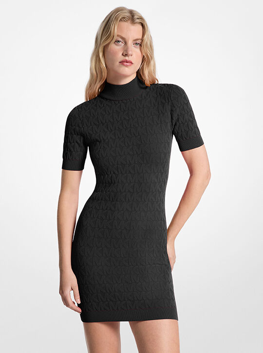 Logo Jacquard Knit Mock Neck Dress michael kors logo jacquard knit mock neck dress
