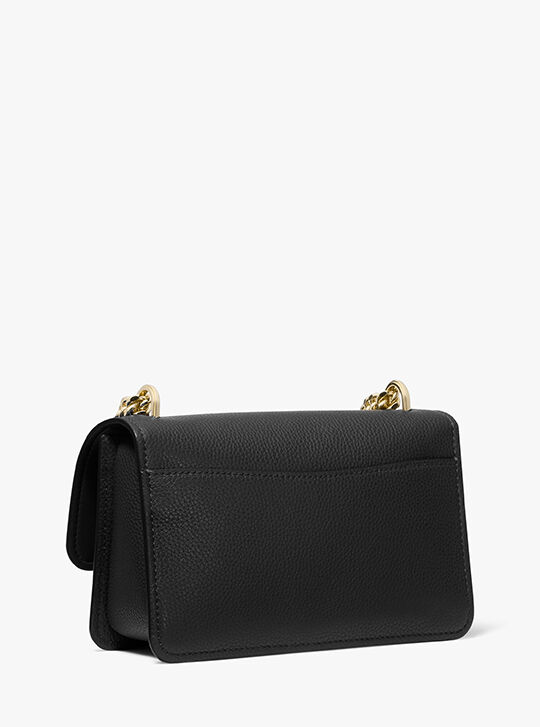 Claire Large Pebbled Leather Convertible Shoulder Bag, BLACK