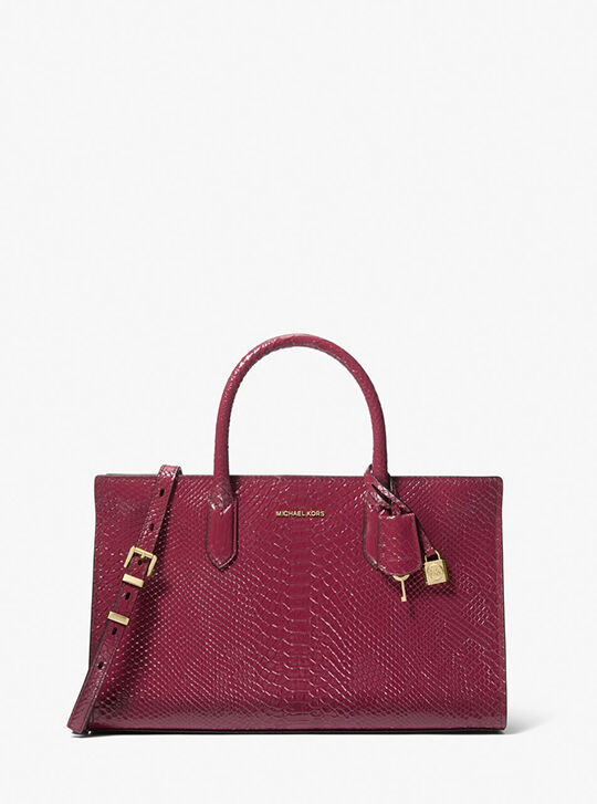 Scarlett Medium Snake Embossed Leather Satchel, MULBERRY | Michael