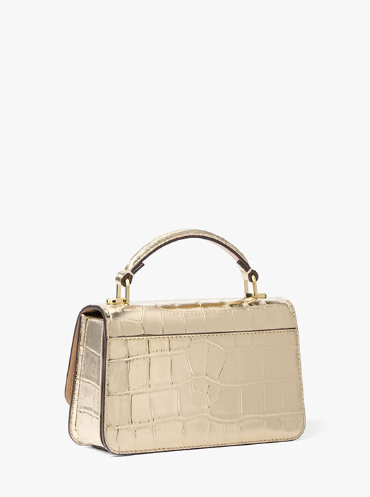Delancey Small Metallic Crocodile Embossed Leather Crossbody Bag michael kors delancey small metallic crocodile embossed leather crossbody bag