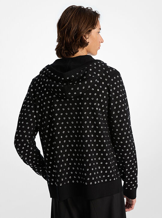 michael kors grommeted wool zip up hoodie