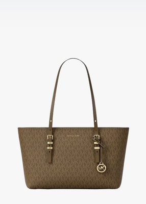 michael kors quinn medium signature logo and leather tote bag