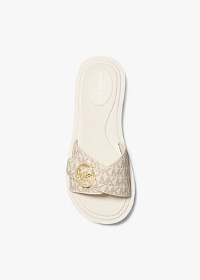 michael kors signature logo slide sandal